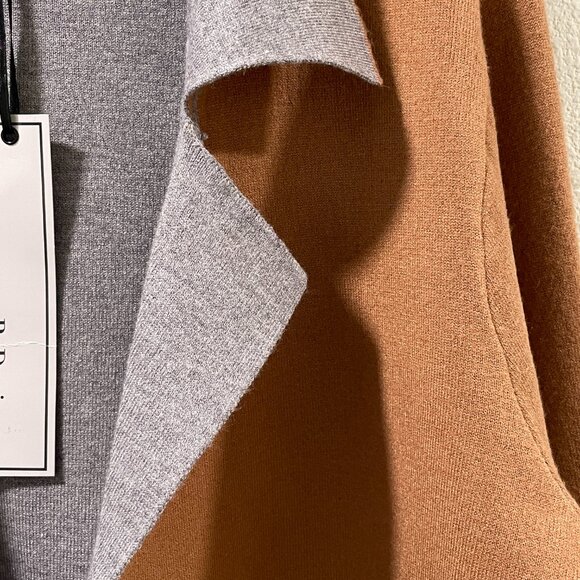 (NWT) BY DESIGN "Lexi" Long Sleeve Two Tone Open Front Cardigan, Brown/Gray - XL - Picture 4 of 8